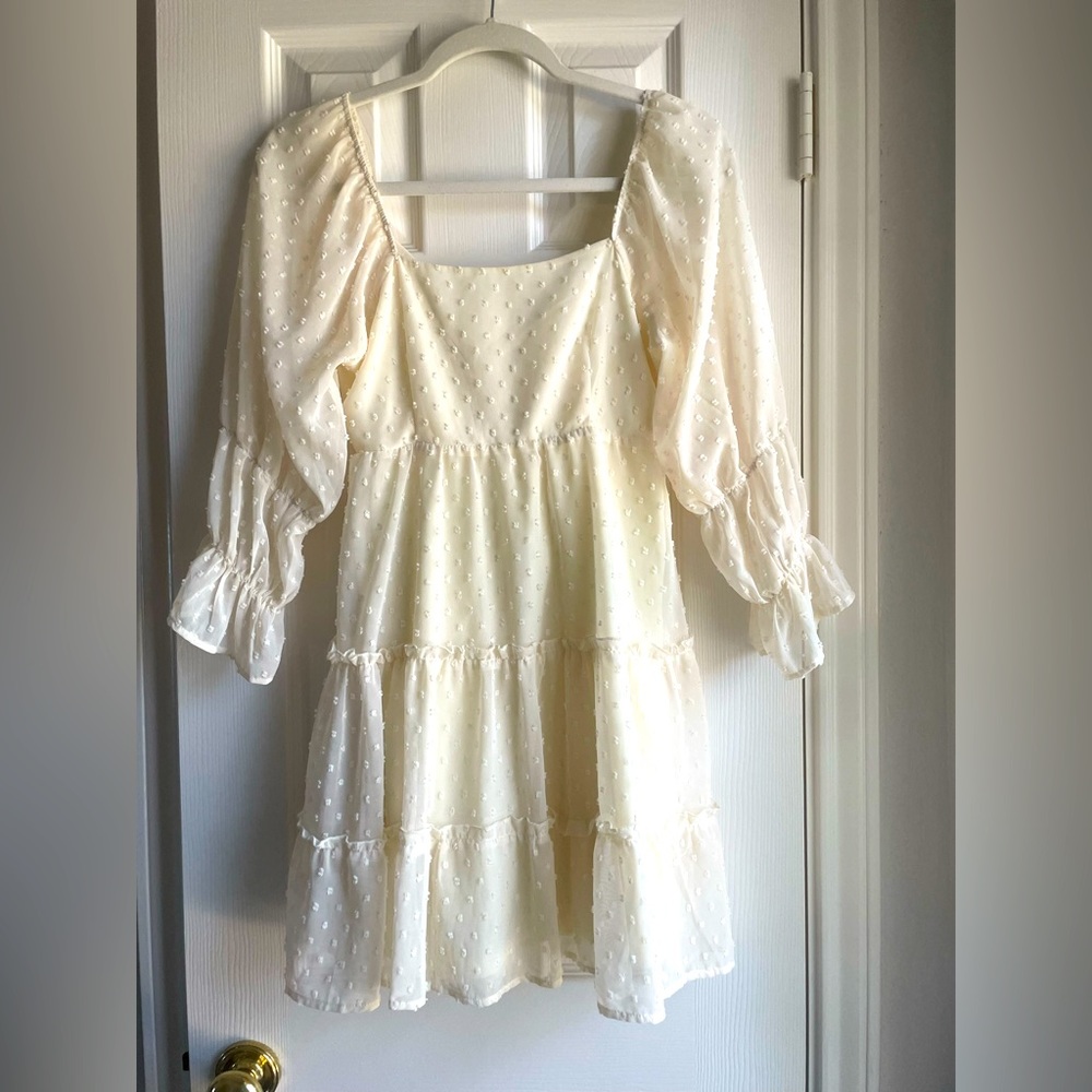 Altar’d State Cream Puff Sleeve Dress